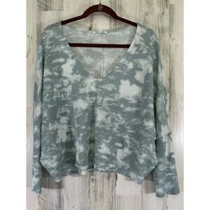 Grade &‎ Gather Womens Waffle Knit Shirt Size Medium Tie Dye Dolman Sleeve Vneck